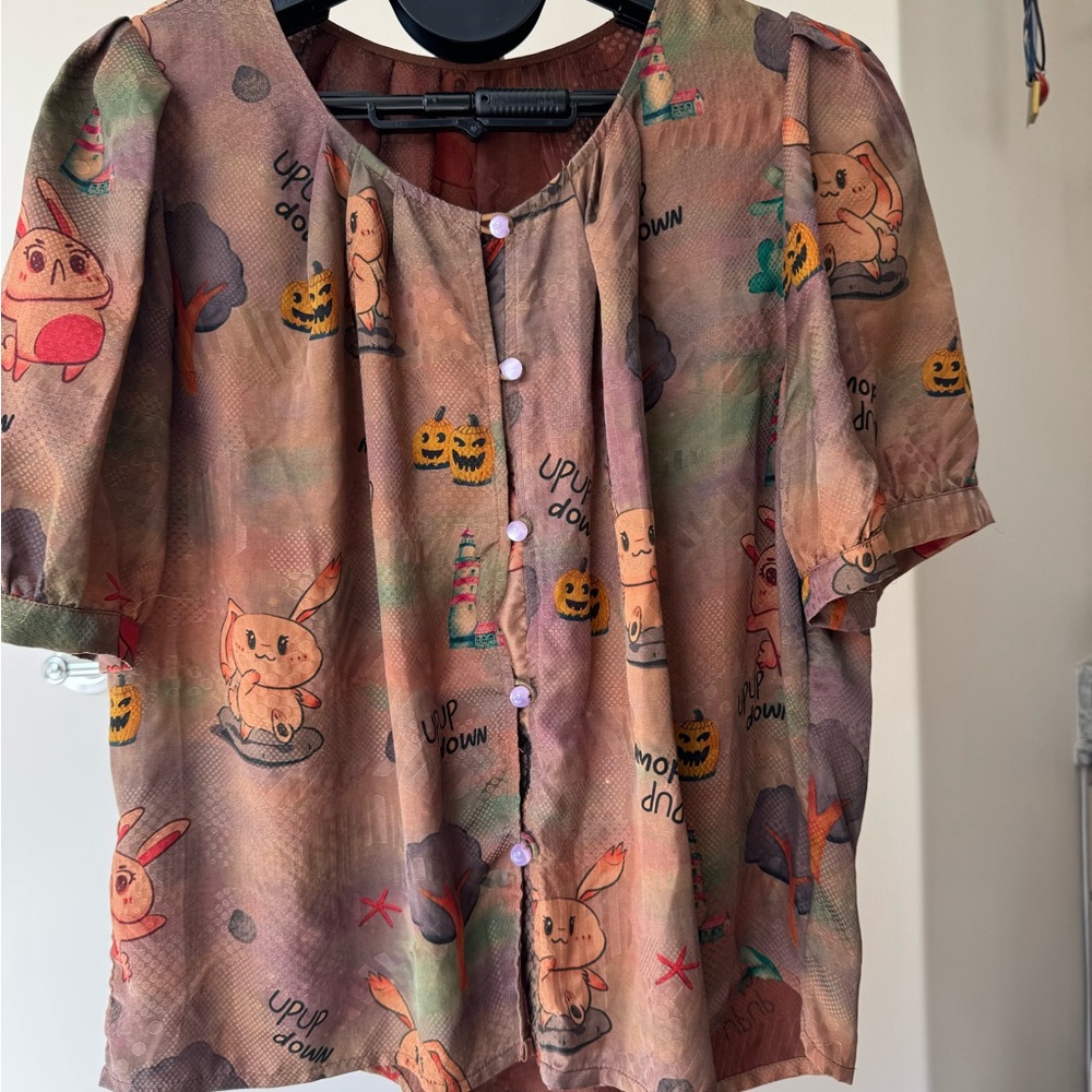 100%silk. Hand made  Button-Up Shirt - Multicolor